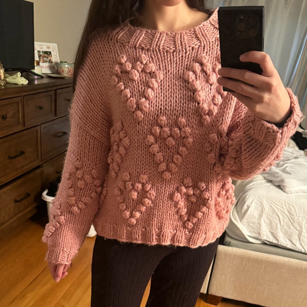 Chunky Sweater with Hearts